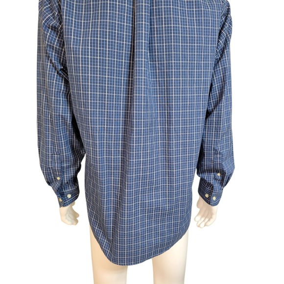 Eddie Bauer Oxford Shirt Mens L Legend Wash Button Down Cotton Casual Blue Plaid - Picture 4 of 13